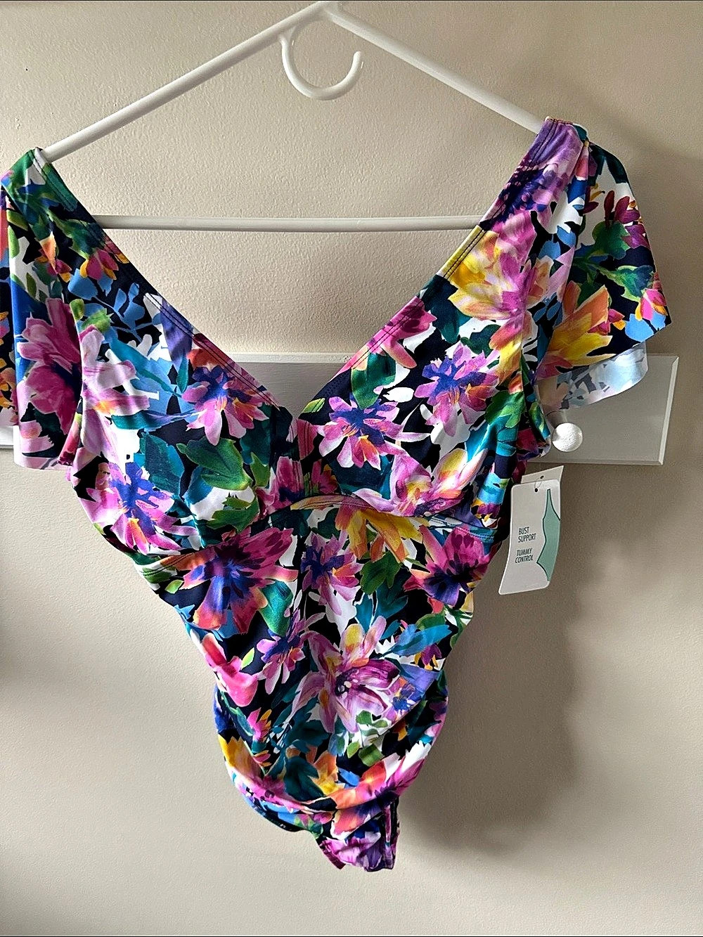 Created for Macy's Floral One-Piece Swimsuit in Blue & Pink NWT